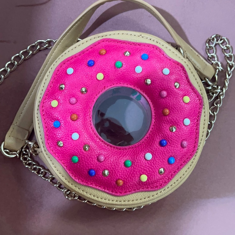 Rare Betsey Johnson Pink Sprinkle Donut Crossbody